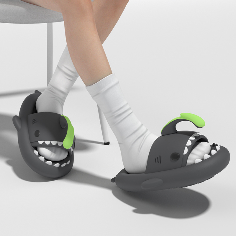 Picture of New Style Lantern Fish Shark Slippers Female Couple Indoor and Outdoor Thick Slippers Female Slip-on Feeling Soft Sole Home Sandals for Men