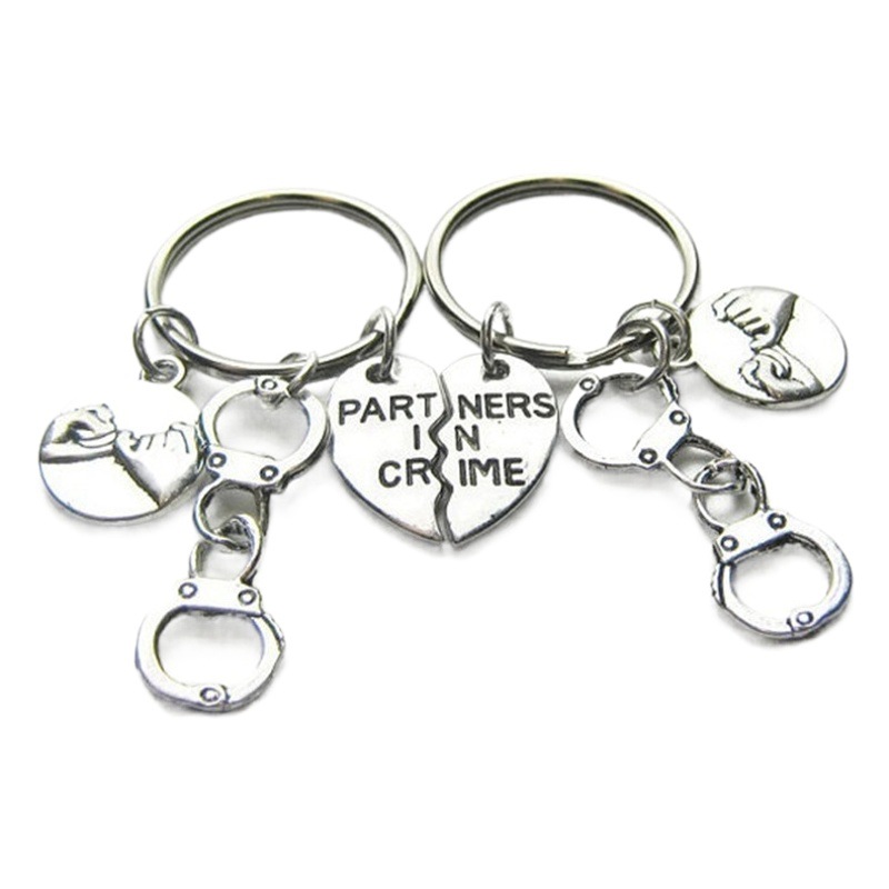 partners in crime partner handcuffs keychain friendship combination keychain wholesale