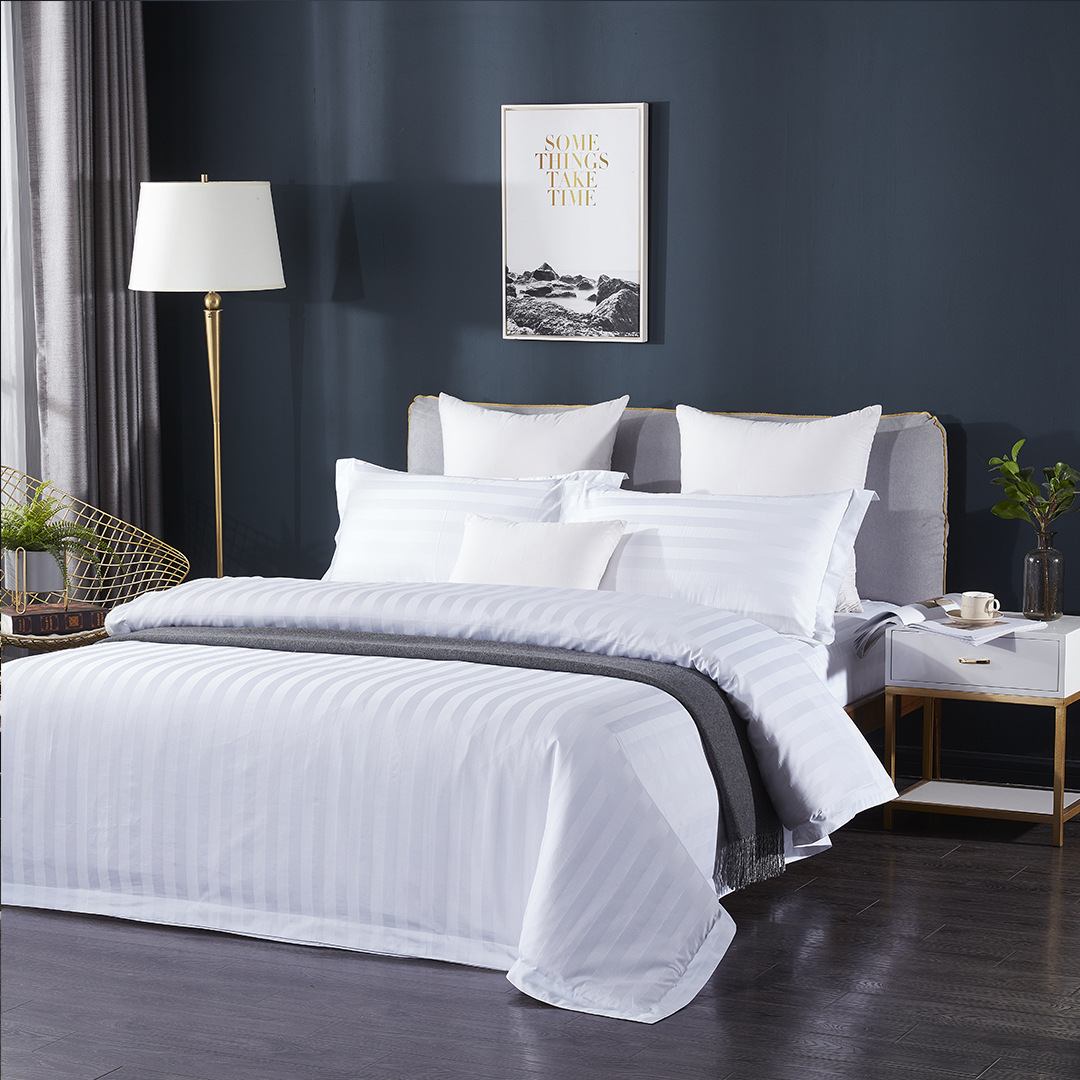 Picture of Cotton bedding hotel homestay hotel four-piece one-piece pure cotton simple satin bed sheet quilt cover pillowcase