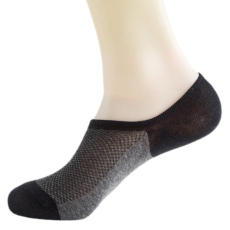 Spring and Summer Mesh Invisible Socks Men's Socks Breathable Shallow Mouth Boat Socks Silicone Non-slip Men's Solid Color Cotton Socks