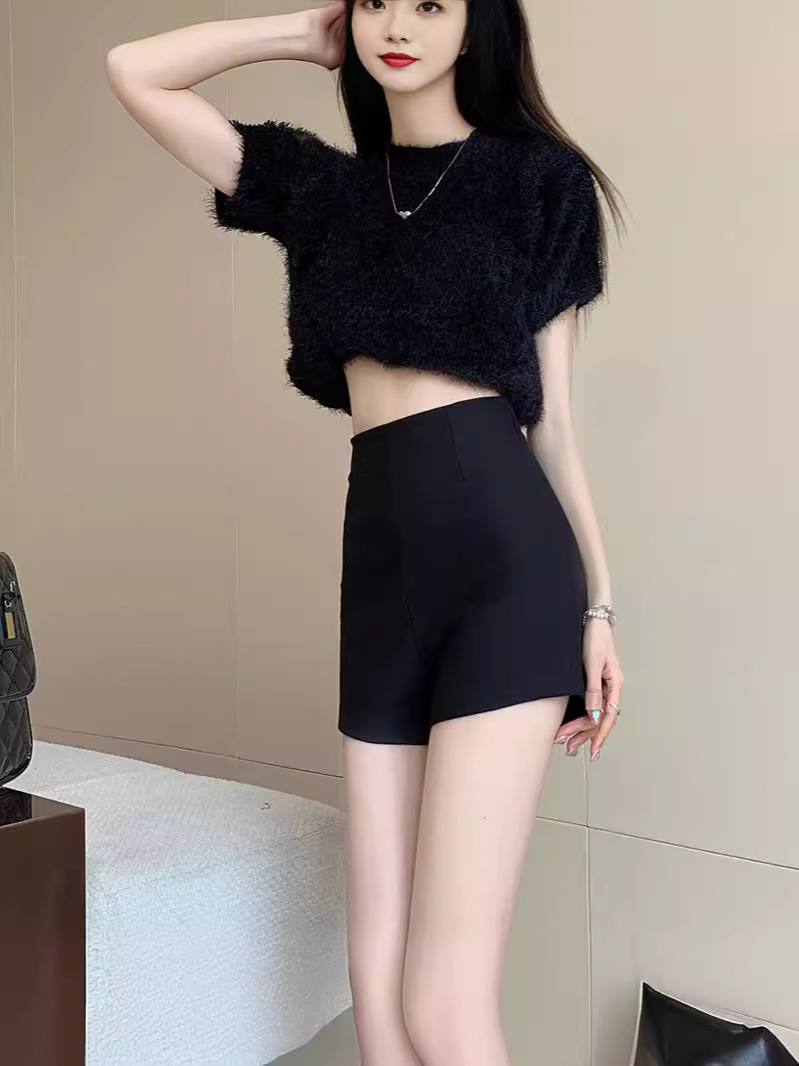 2024 Summer New Korean Style Shorts Women's Slim-fit Slimming High Waist A- line Wide Leg Outer Wear Base Boots Women's Casual Pants