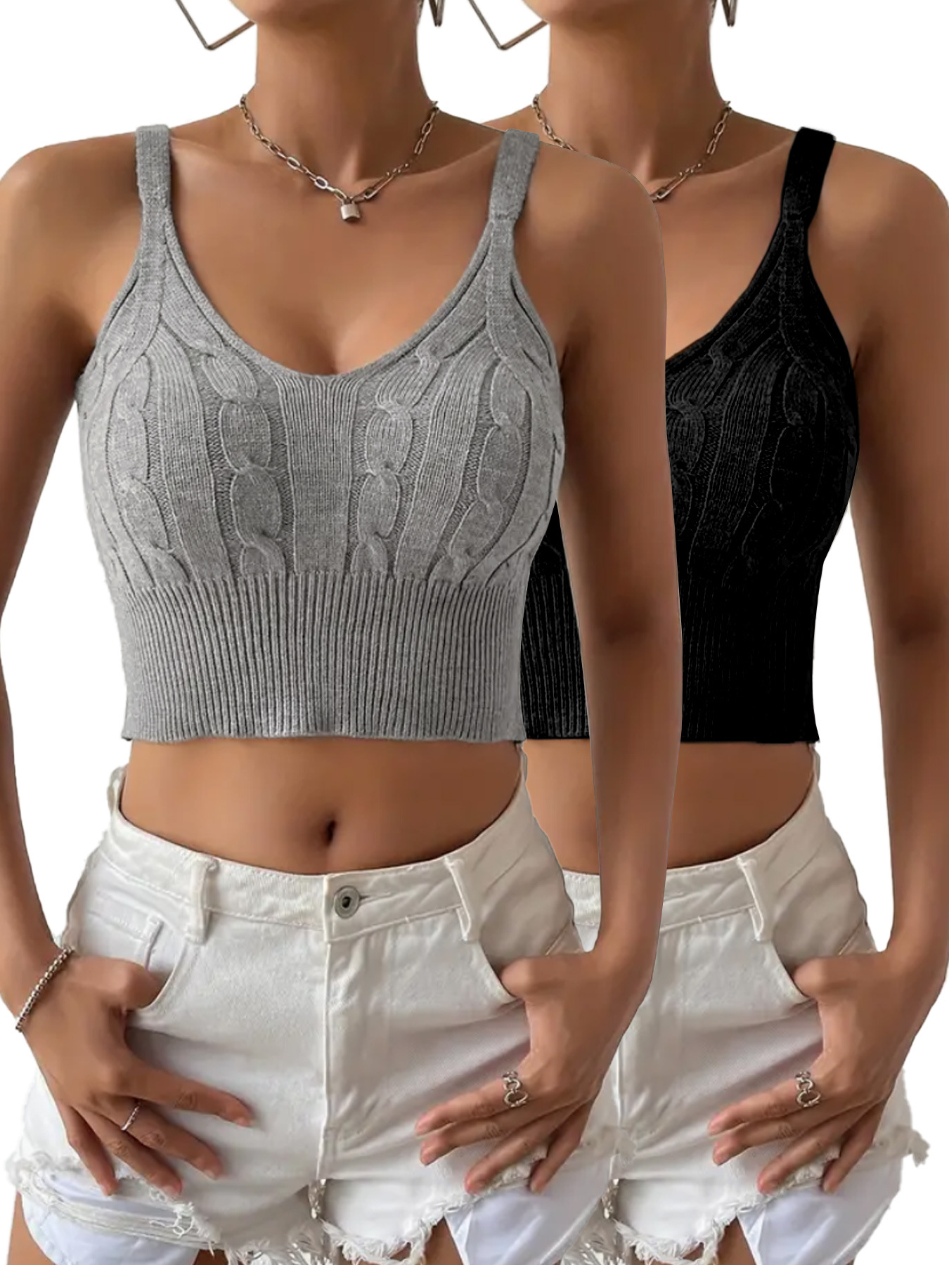 Foreign trade cross-border Europe and the United States Amazon source manufacturers two-piece sweater V-neck pullover suspender short vest