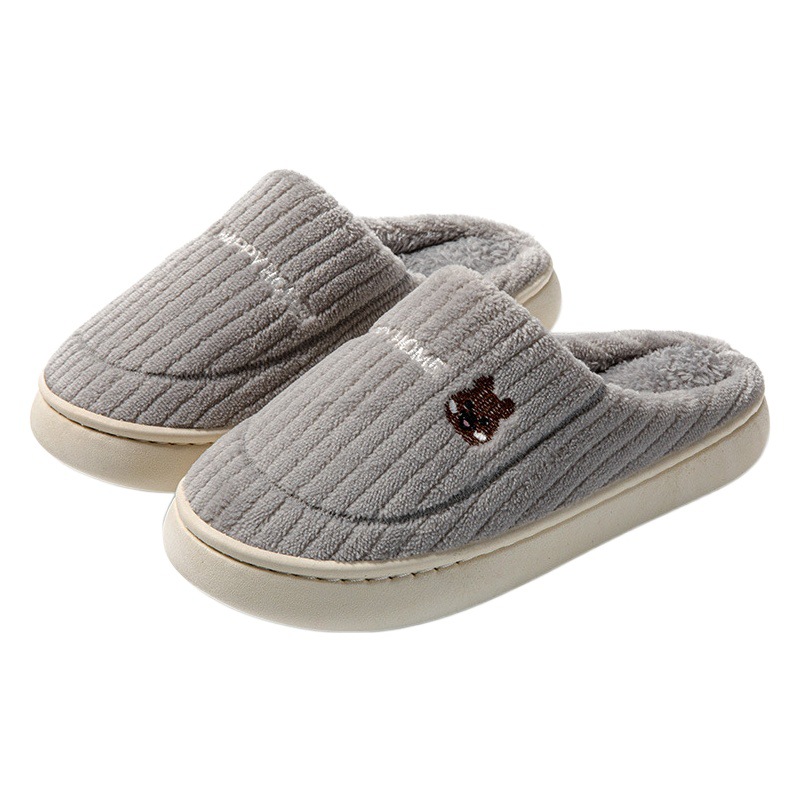 New Autumn and Winter Cotton Slippers Thickeneded Couple Home Indoor Non-Slip Warm Men and Women Soft Bottom Simple Plush Cotton Slippers