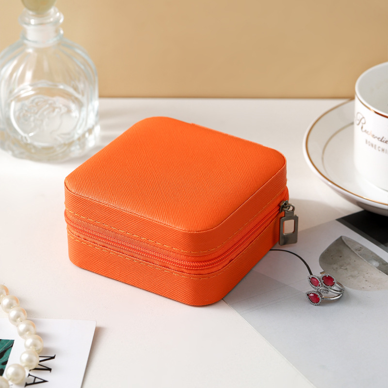 Picture of Leather Small Size Jewelry Storage Box Travel Portable Gift Box with Lock Jewelry Box High-End Jewelry Box