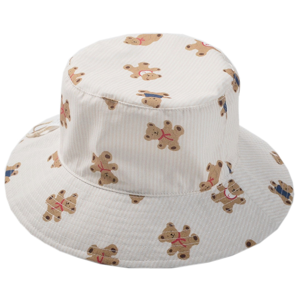 Picture of moinmlon Korean Spring and Summer New Children's Sun Hat Baby Cotton Breathable Sunshade Fisherman Hat Bear