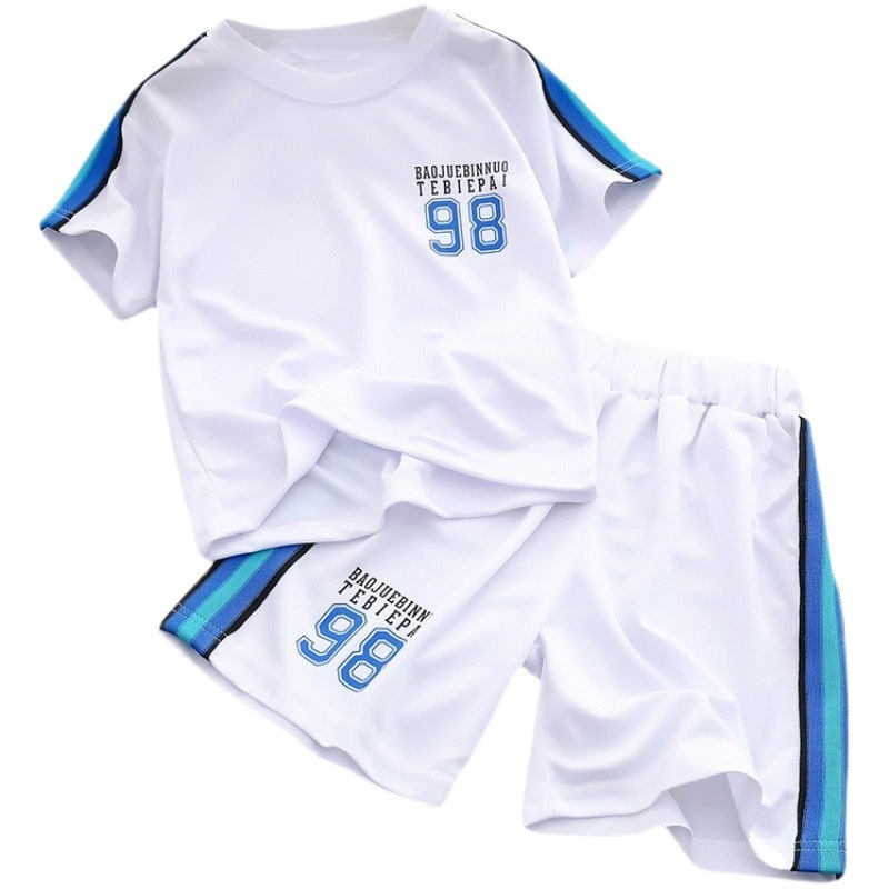 Children's Short-sleeved T-shirt Suit Summer Women's Men's Baby Class Clothes Casual Trendy Quick-drying Sportswear Training Clothes Football Clothes