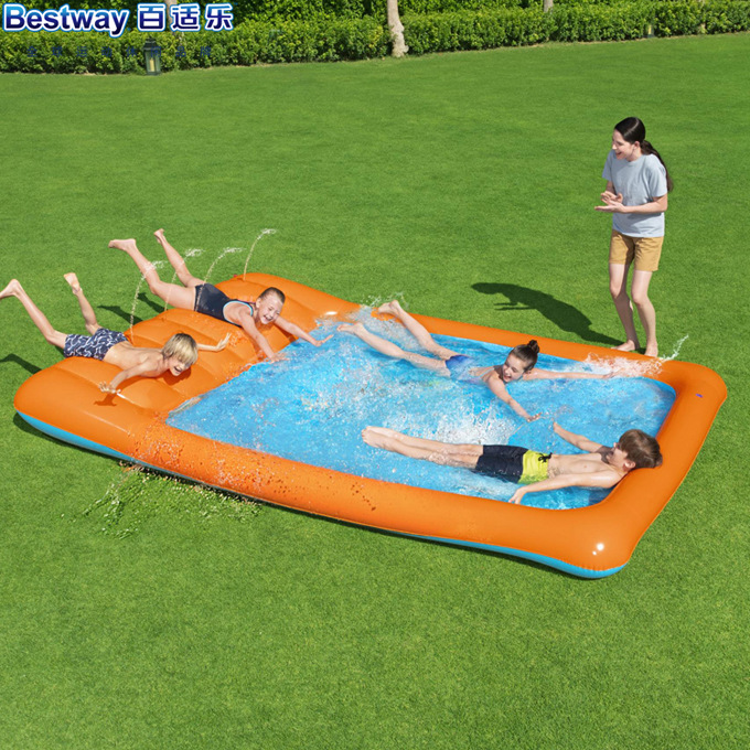Picture of Bestway52328 three-person water slide children's water park play water spray mat lawn double water slide