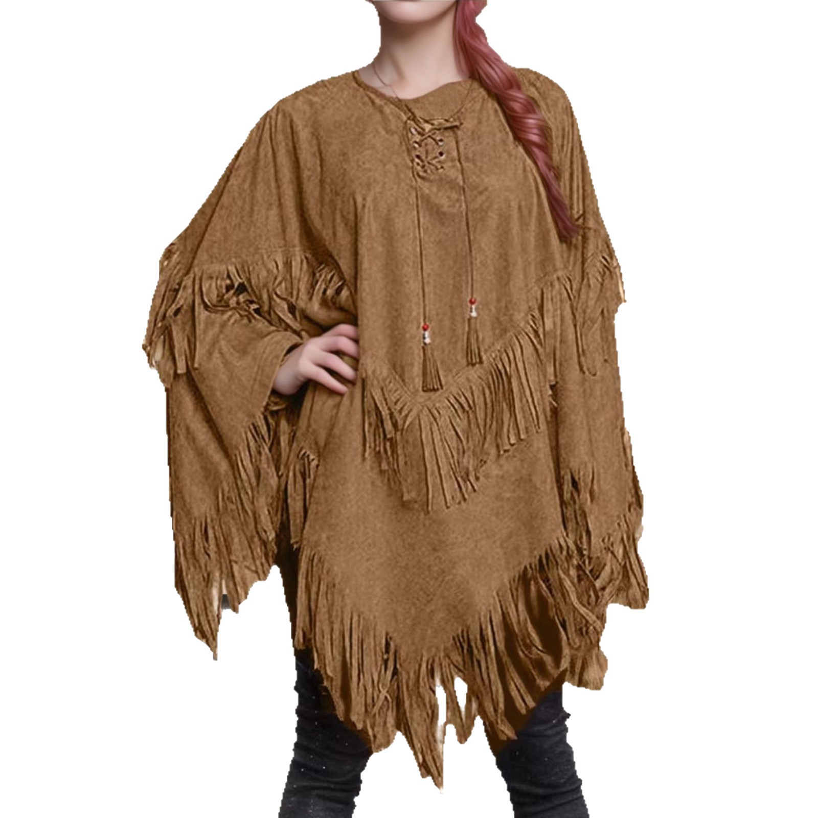 Picture of Cross-Border 2025 New European and American Style Fashionable Large Cape Tassel Cape Vest Loose Large Size Chic Top Export
