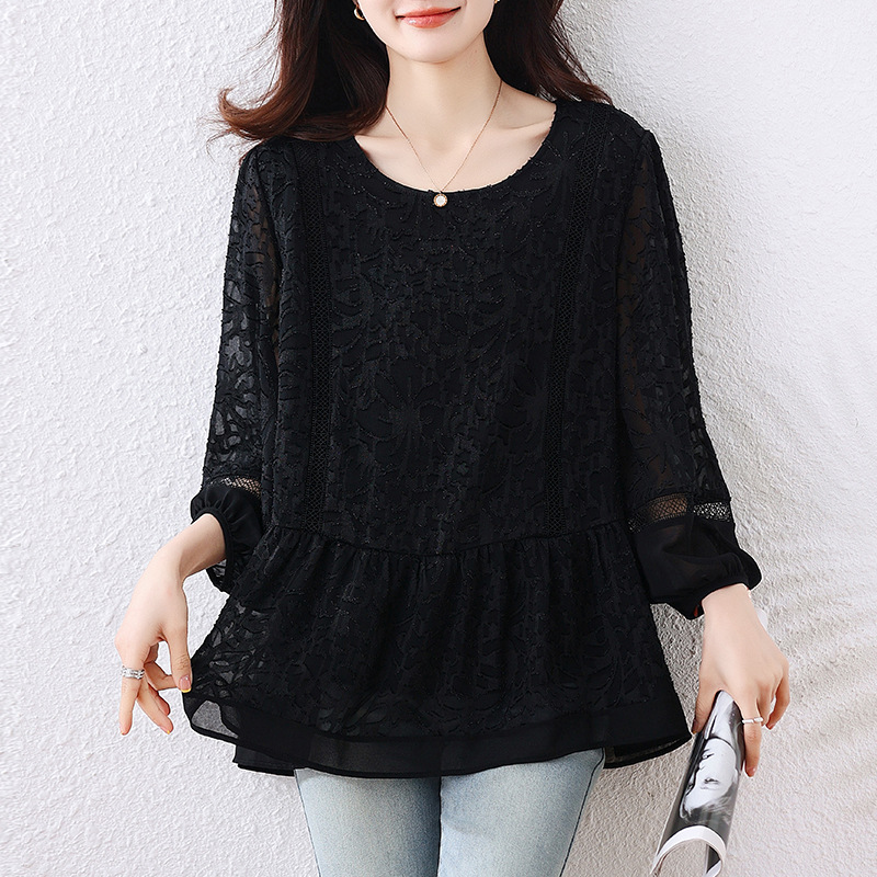 Picture of Middle-aged mother's young and foreign-style meat-covered top women's 2025 spring and summer age-reducing middle-aged and elderly temperament small shirt