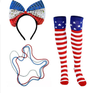 Picture of Cross Border US Independence Day Carnival Party Sequin Hat Beaded Tie Glasses Uncle Sam Hat Dress Up