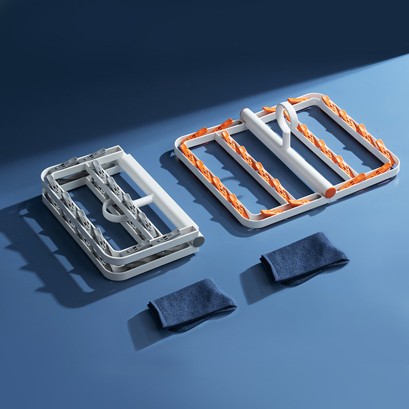Picture of Household Clothes Rack Folding Clothes Drying Rack Storage Artifact Windproof Disc Clothes Rack Multi-clip Baby Socks Rack