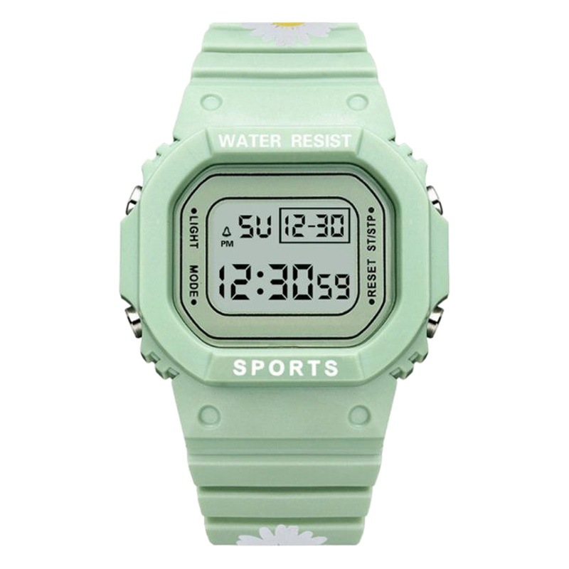 2020 manufacturers wholesale small Daisy Matcha green electronic watch student couple sports waterproof LED luminous Square