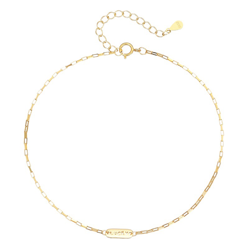 Under the banyan tree S925 silver luck lucky small square brand anklet women's daily exquisite new year gift girlfriends foot chain jewelry