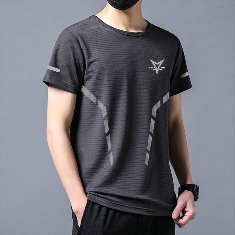 Fitness Breathable Loose Gradient Short-sleeved Thin Quick-drying T-shirt plus size Summer Training Men's Running Ice Silk Mesh