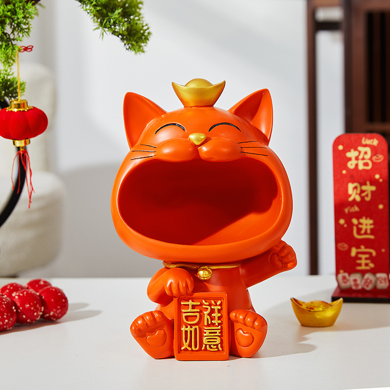 Picture of Bring in Wealth and Treasure Cat Entrance Door Key Storage Home Decoration Ornaments Shoe Cabinet Housewarming Gift Handmade
