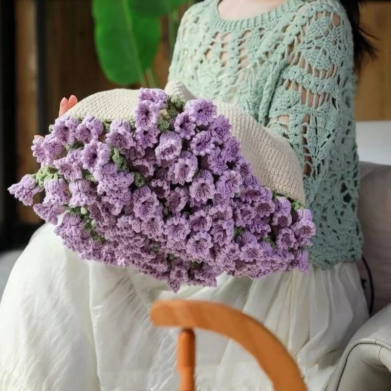 Picture of Pointed Rose Bouquet Blanket Pure Hand Woven DIY Wool Material Pack Creative Crochet Flower Blanket Gift