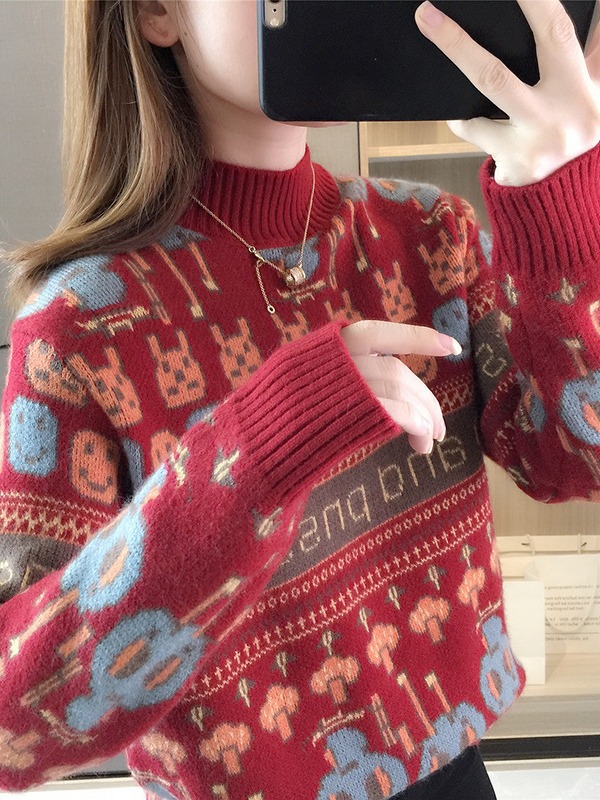 Picture of Women's sweater autumn and winter 2024 new women's clothing popular fashionable half turtleneck lazy style bottoming shirt trendy