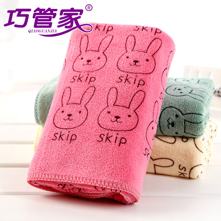 Microfiber polyester brocade cartoon printing absorbent beauty hair drying towel household face towel 105g