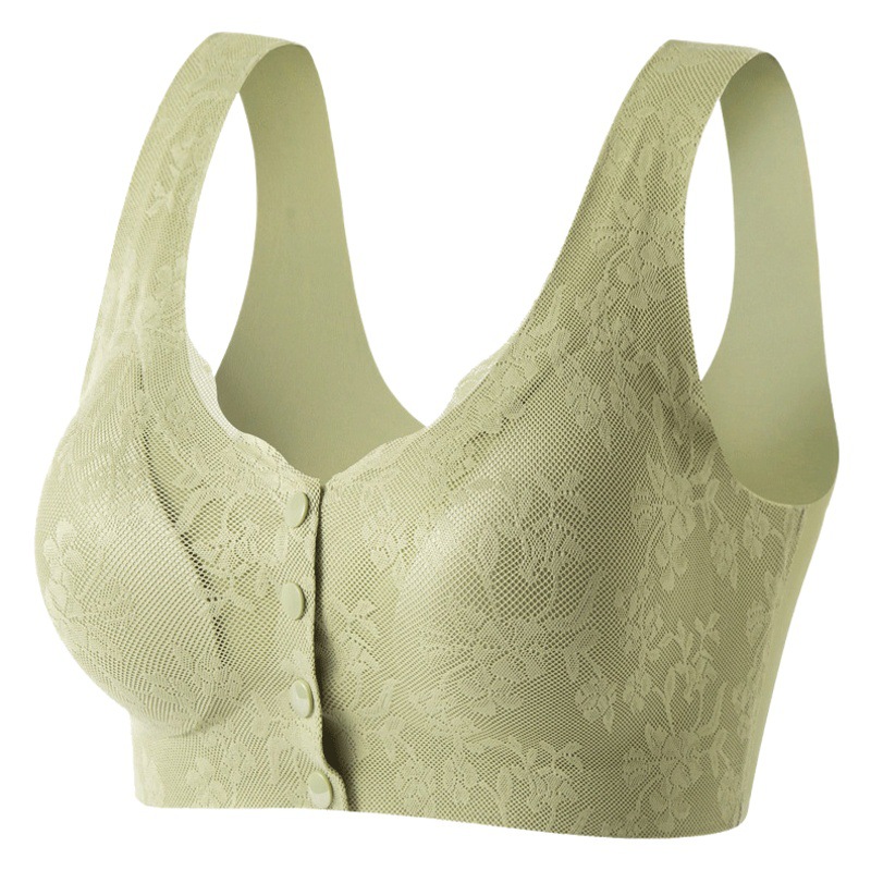 One-piece front buckle mother underwear seamless beauty back plus size bra wireless gathered lace full cup bra