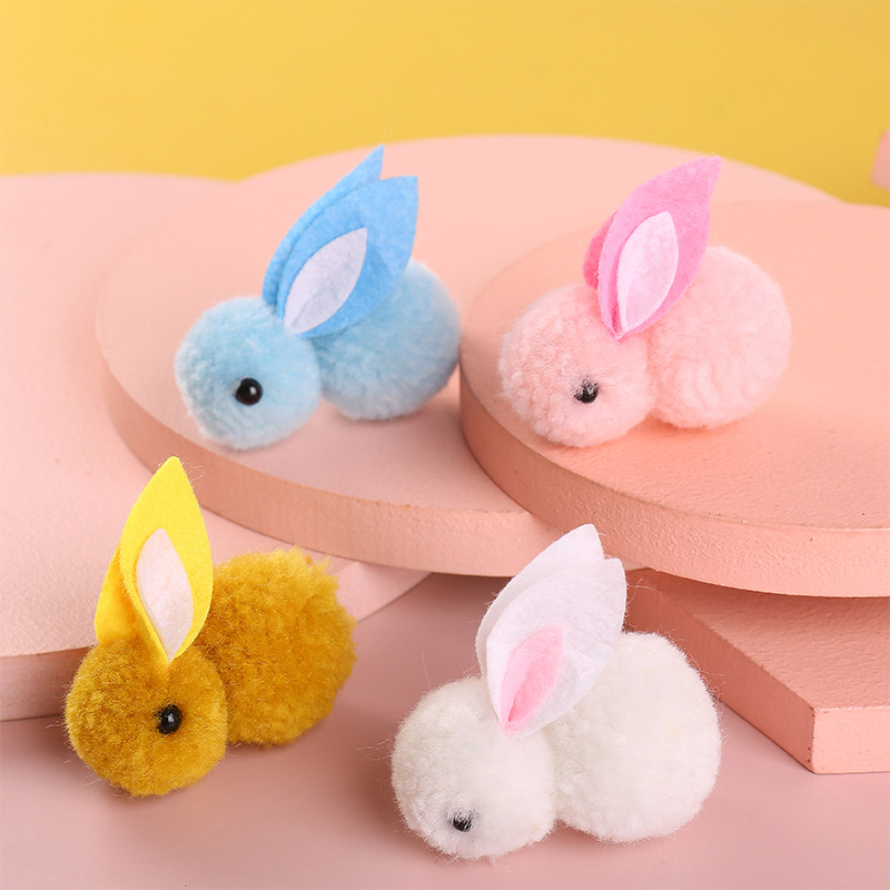 Color Iceland plush three-dimensional rabbit DIY hand-woven hair band hair card car pendant accessories clothing accessories