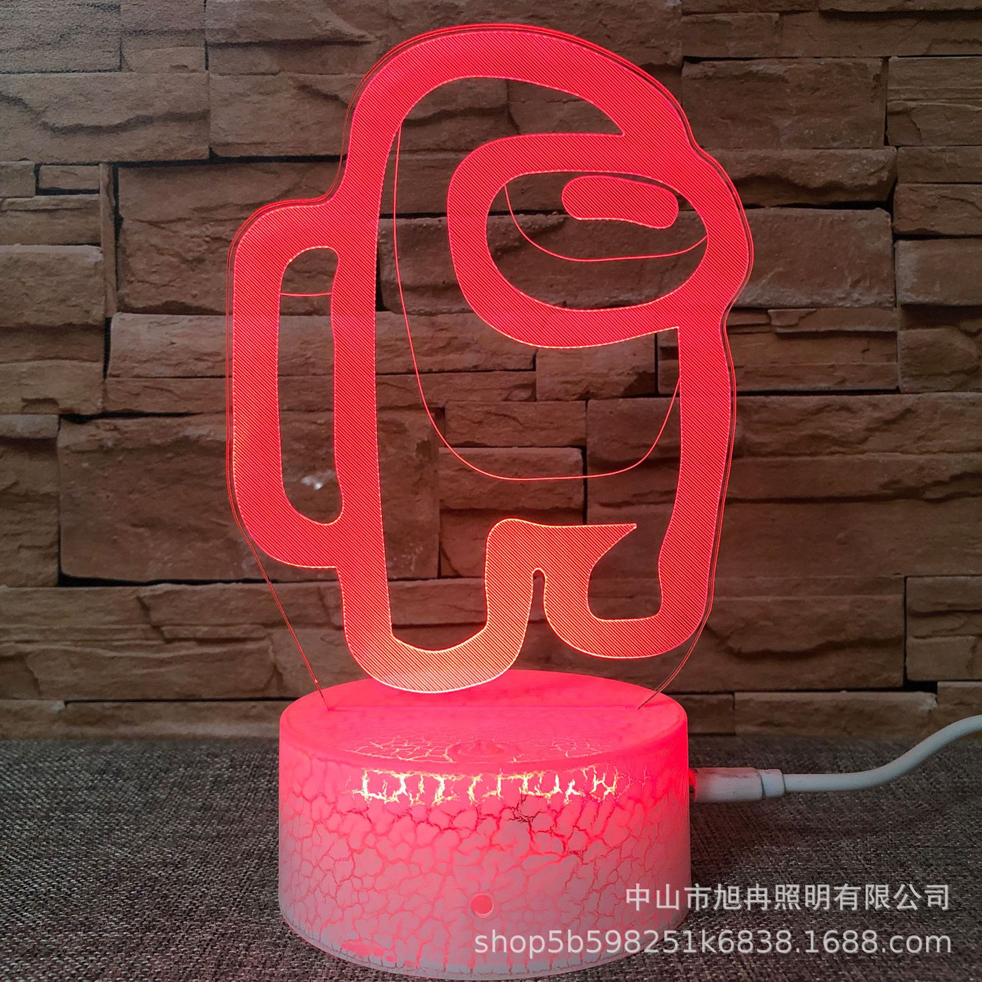 Picture of 3D night light among us crack colorful remote control 16 color gift lamp bedside lamp table lamp