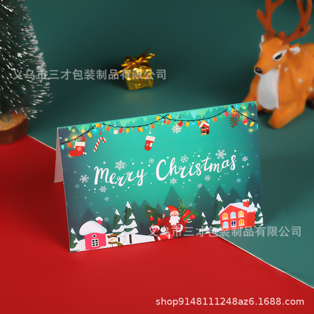 Picture of Cross-Border Amazon Christmas Greeting Card Christmas Eve Handwritten Blessing Card Flower Gift New Year Gift Card Manufacturer