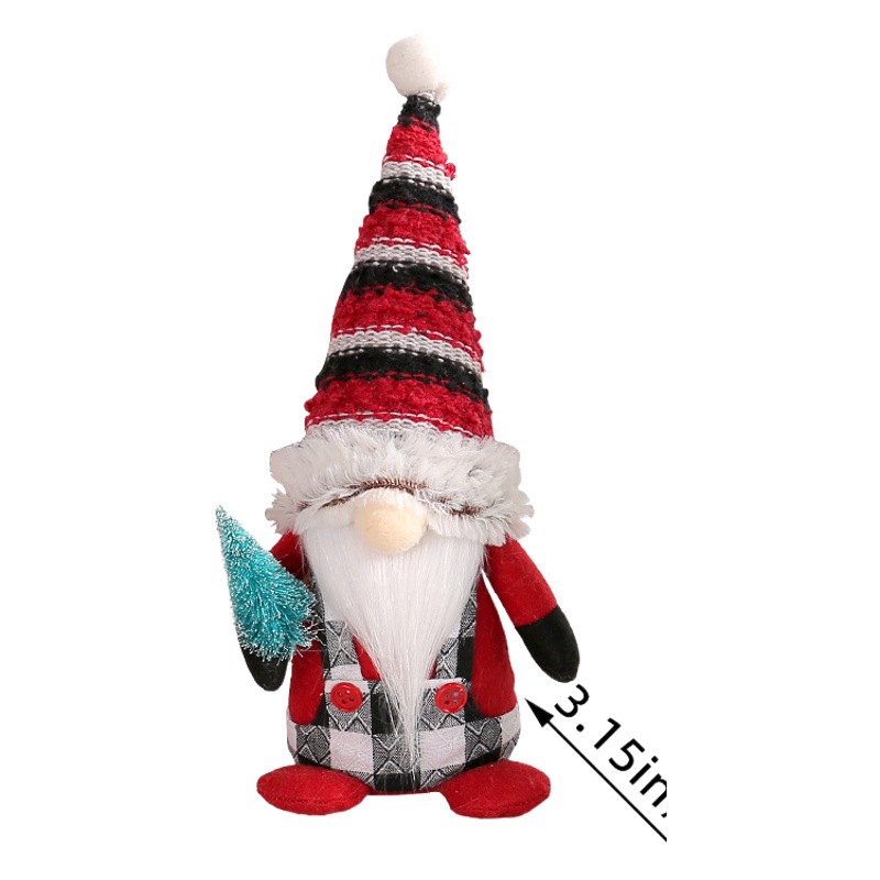 Cross-Border New Cute Christmas Tree Holding Doll Hong Kong Love Striped High Hat Doll Male and Female Couple Doll Ornaments