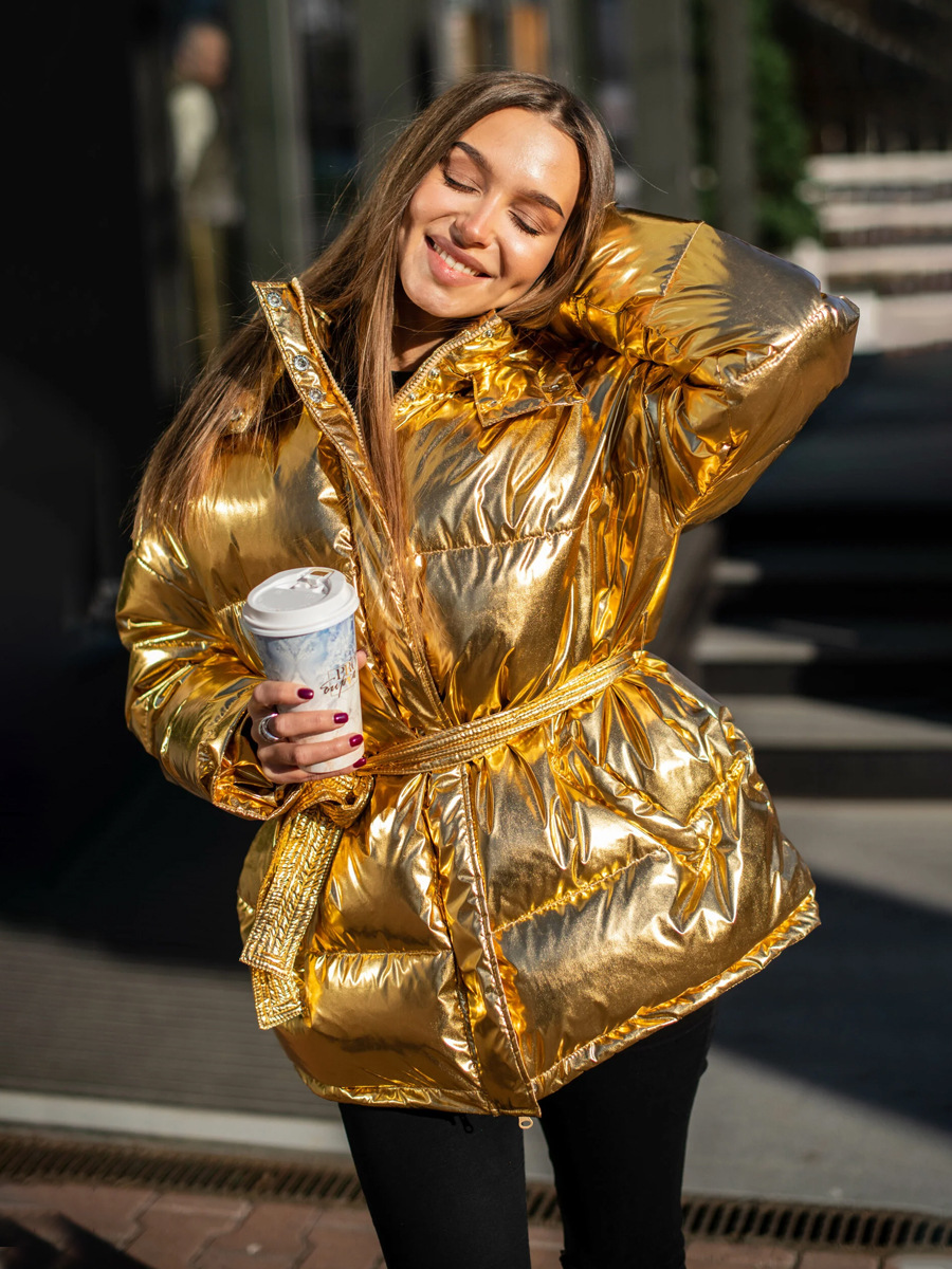 Picture of Cross-border hooded cotton-padded jacket coat women's sports outdoor bright bread clothing European and American autumn and winter leisure cotton-padded jacket