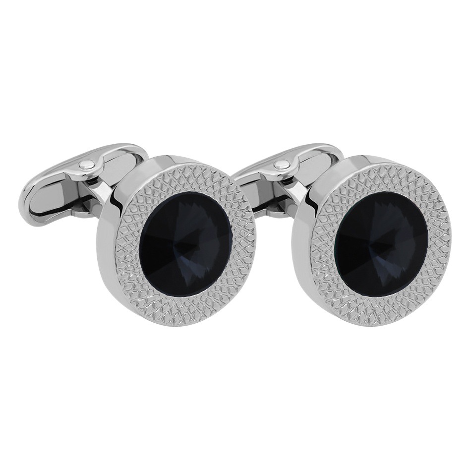 Cross-border Austrian crystal cufflinks zircon cufflinks high-end men's metal shirt buckle simple round clothing accessories