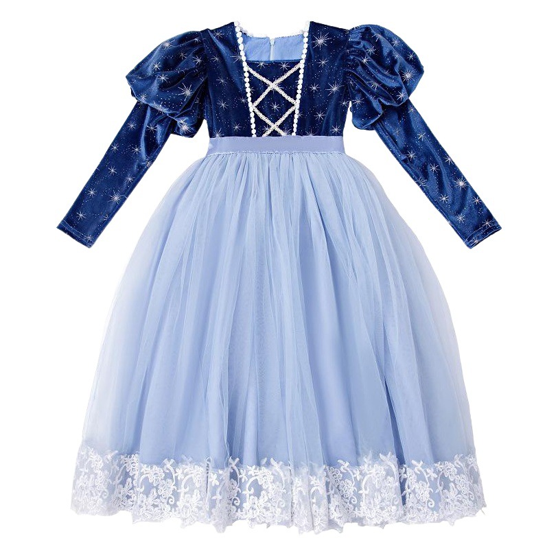 Spring and Autumn Children's Clothing New Girls Elsa Dress High-End Palace Style Velvet Skirt Children's Long Sleeve Princess Dress