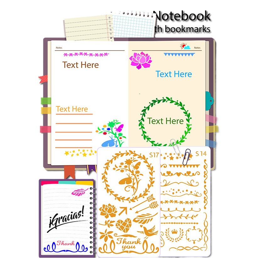 Cross-border Handbook Hollow-out Painting Template DIY Diary Scrapbook Album Creation Shape Graphic Plastic Template