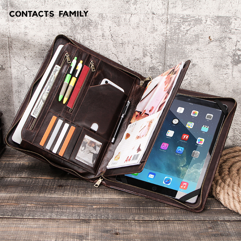 Picture of Suitable for ipad pro12.9 leather protective case multi-function can be put a4 paper zipper portable iPad leather case wholesale