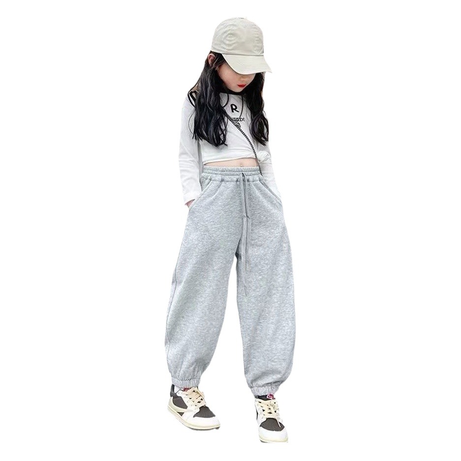 Children's clothing girls' pants autumn and winter new casual trousers 2023 children's winter clothes girls' fashionable sports trousers