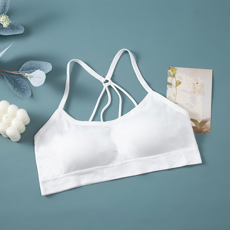 Picture of New Parachute Cross Tube Top Backless Beautiful Back Strap Underwear with Chest Pad Anti-running Sports Girl Bra for Women