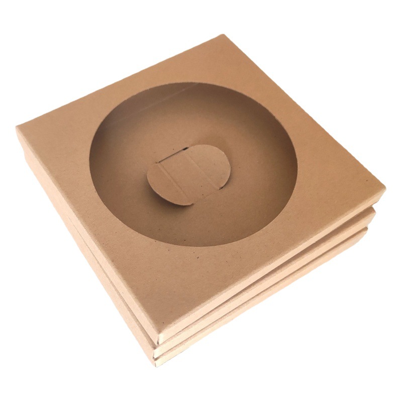 350g Kraft paper window coaster packaging box butterfly buckle spot wholesale white cardboard envelope flip box color printing