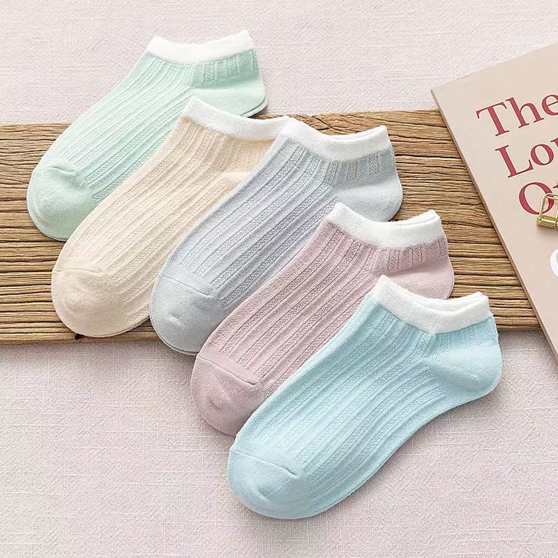 Picture of Socks Men's Summer Solid Color Black and White Grey Boat Socks Unisex Low Mouth Breathable Short Socks Low Top Socks
