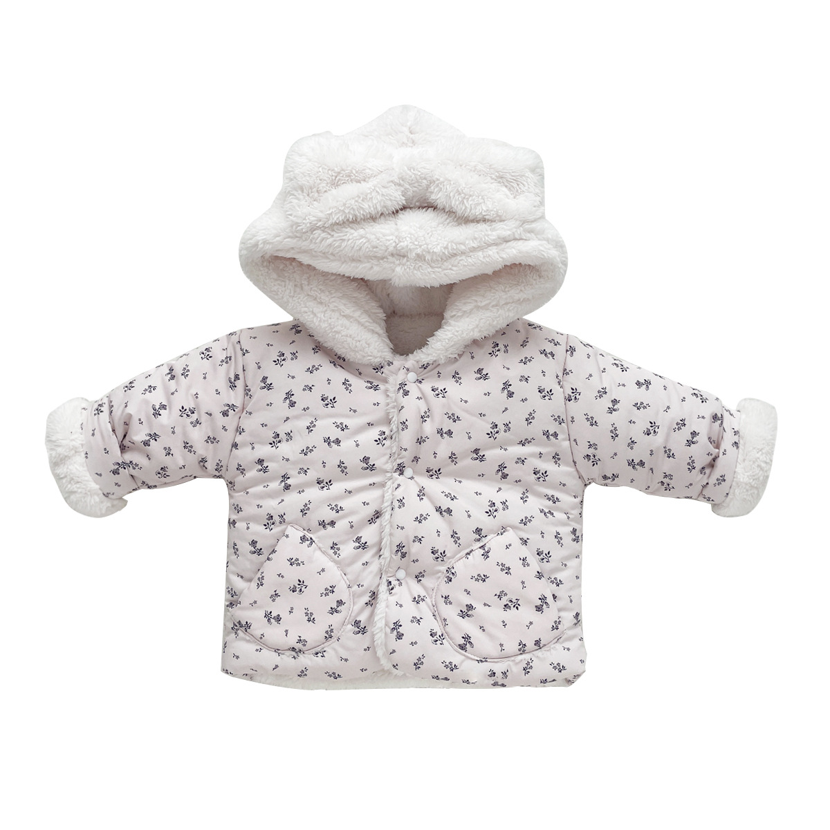 Picture of Girls' Winter thickened coat Korean style new baby girls' warm bow hooded cute coat cotton-padded jacket
