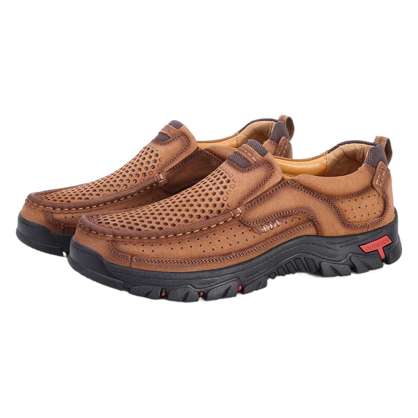 Amazon Hot Sale New Wish Cross-border Men's Shoes Genuine Leather plus size Handmade Casual Men's Dad Outdoor Shoes