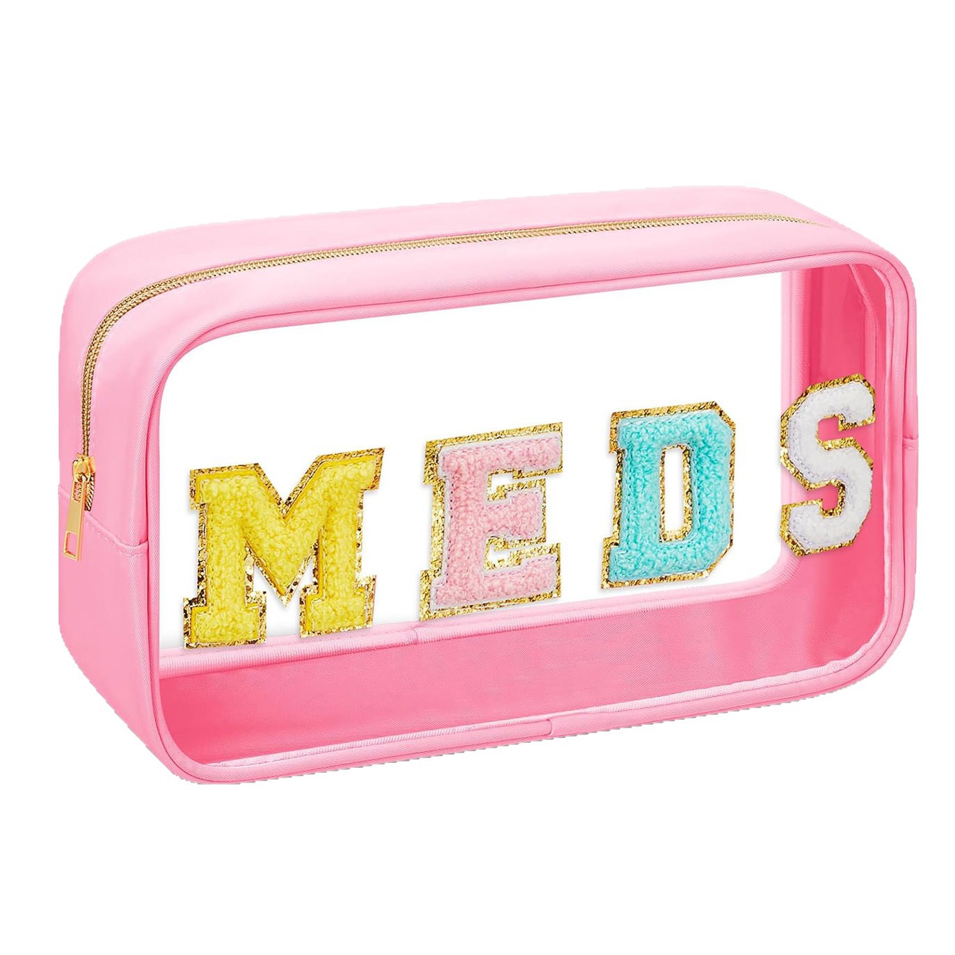 Picture of Amazon Chenille MEDS Waterproof Transparent PVC Letters Cosmetic Bag Travel Toiletry Bag Large Capacity Cosmetic Bag