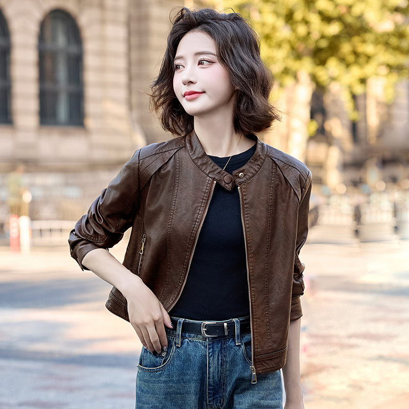 Picture of Fashion Small Leather Jacket Women's Spring and Autumn 2024 New Slim Look Super Good-looking Small Short Leather Jacket Top