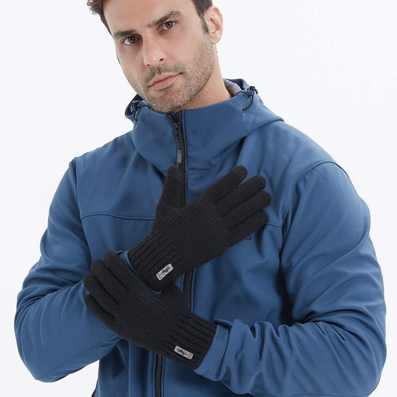 Men's Knitted Gloves Winter Windproof Cycling Touch Screen Gloves Alpaca fleece-lined Warm Student Gloves Amazon
