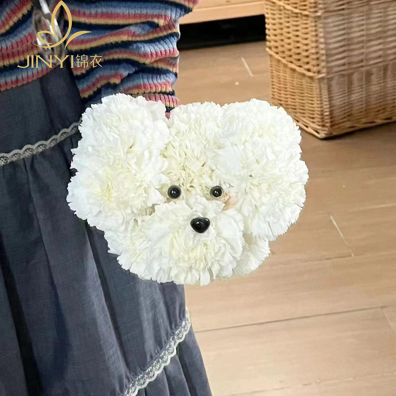 Jinyi Jinyi puppy bouquet set diy material bag carnation flower packaging material creative cartoon shape