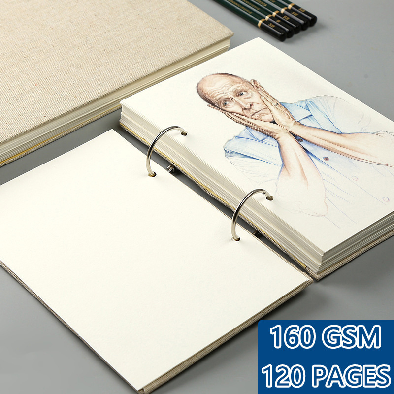 32K16K loose-leaf sketch book 160g weight cross-border linen cover art painting book Amazon AliExpress