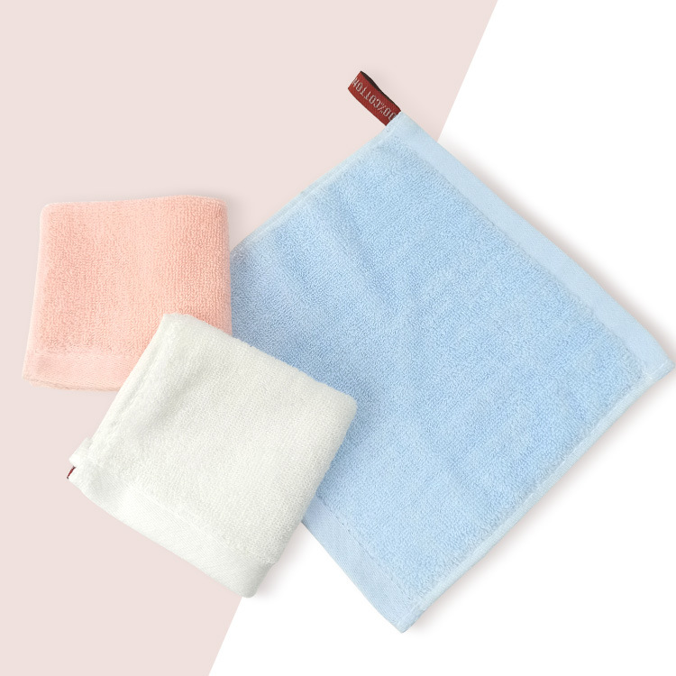 Pure Cotton Kidsren's Square Towel 25*25 Plain Hook Small Towel Back-To-School Kindergarten Hand Towel Gift Logo Customization