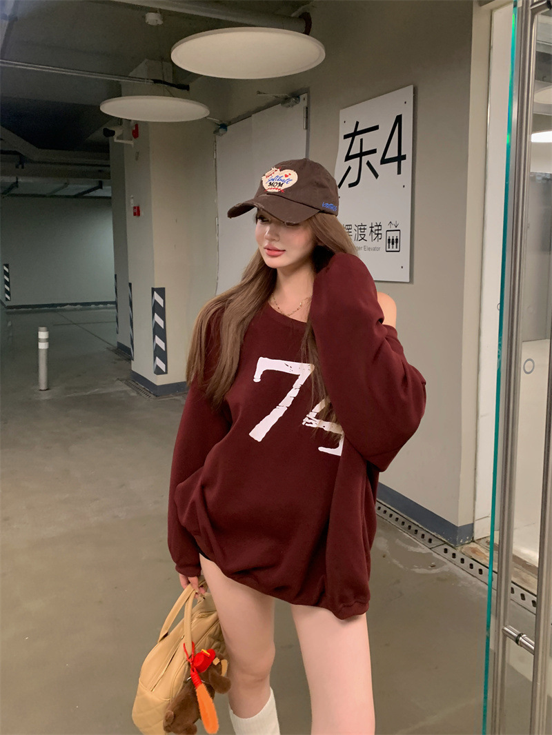 Picture of Letter Printing Long-sleeved Sweatshirt Coat Women's Autumn American Style Hot Girl Loose Design All-match Pullover Top