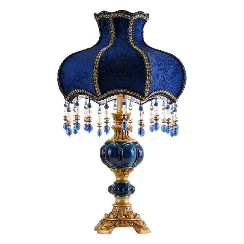 Retro bedroom table lamp warm romantic long lamp wedding room girl online red creative European bedside lamp