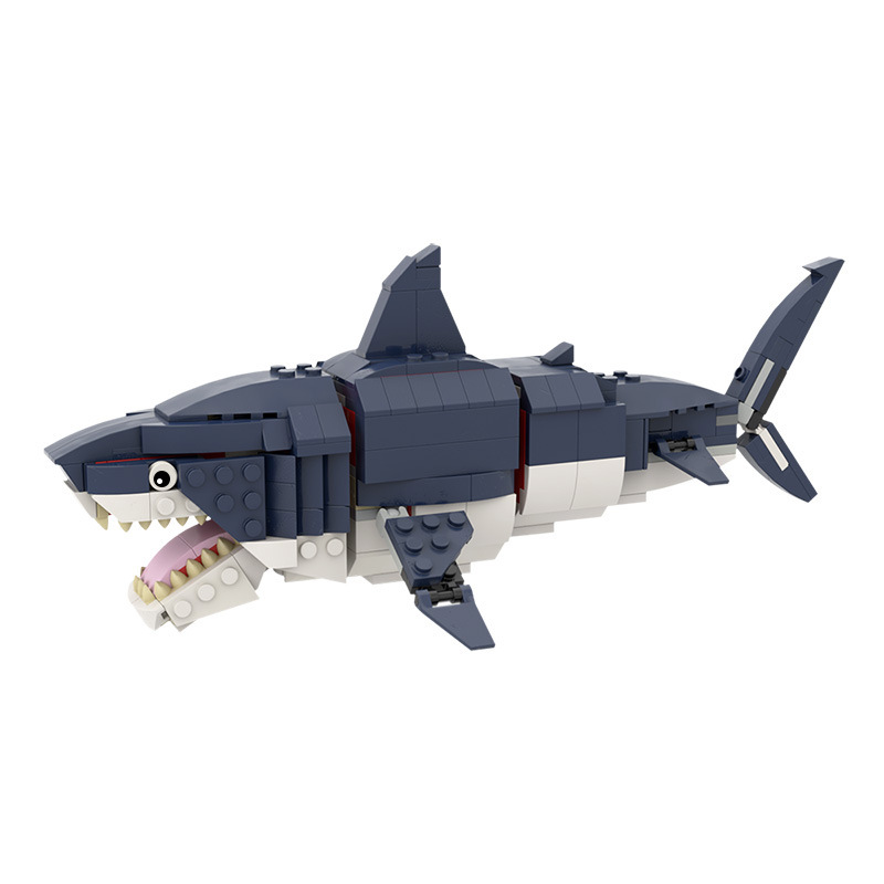 Picture of MOC Compatible Lego Small Particle Deep Sea Series Megalodon Shark Great White Shark Prehistoric Marine Life Building Block Toy