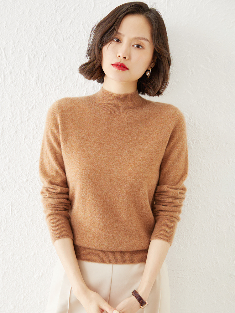Picture of 2024 Autumn and Winter New Half-turtleneck Knitted Sweater Women's Loose All-match Solid Color Pullover Inner Warm Base Shirt