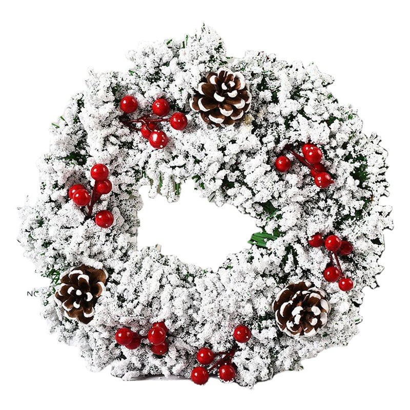 Picture of Christmas Wreath Wholesale 2022 New Simulated Wreath Christmas Decorations Handmade Wreath Door Hanging Window Decorations
