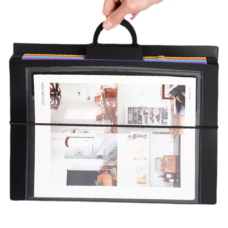 Hanging organ folder student multi-functional color 6-compartment storage book a4 file bag subject storage bag